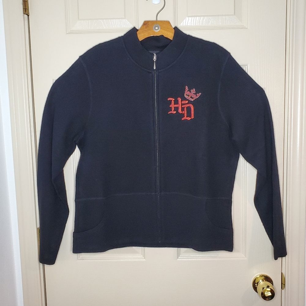 Vintage NWT Women's Harley Davidson Cycle Queen 100% Wool Zip Up Size XL